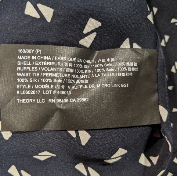 THEORY V-Neck Ruffle Midi Silk Dress Size P NWT - Picture 10 of 12